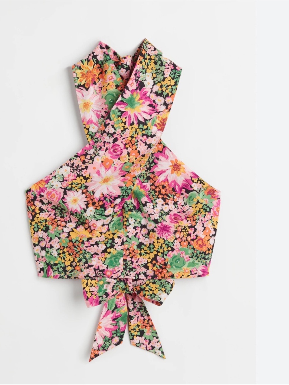 H&M Floral high neck halter top - Pink, Green & Orange